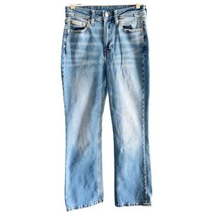 Calvin Klein High Rise Flare Crop Jeans Light Wash Blue Denim Size 26RG 0076